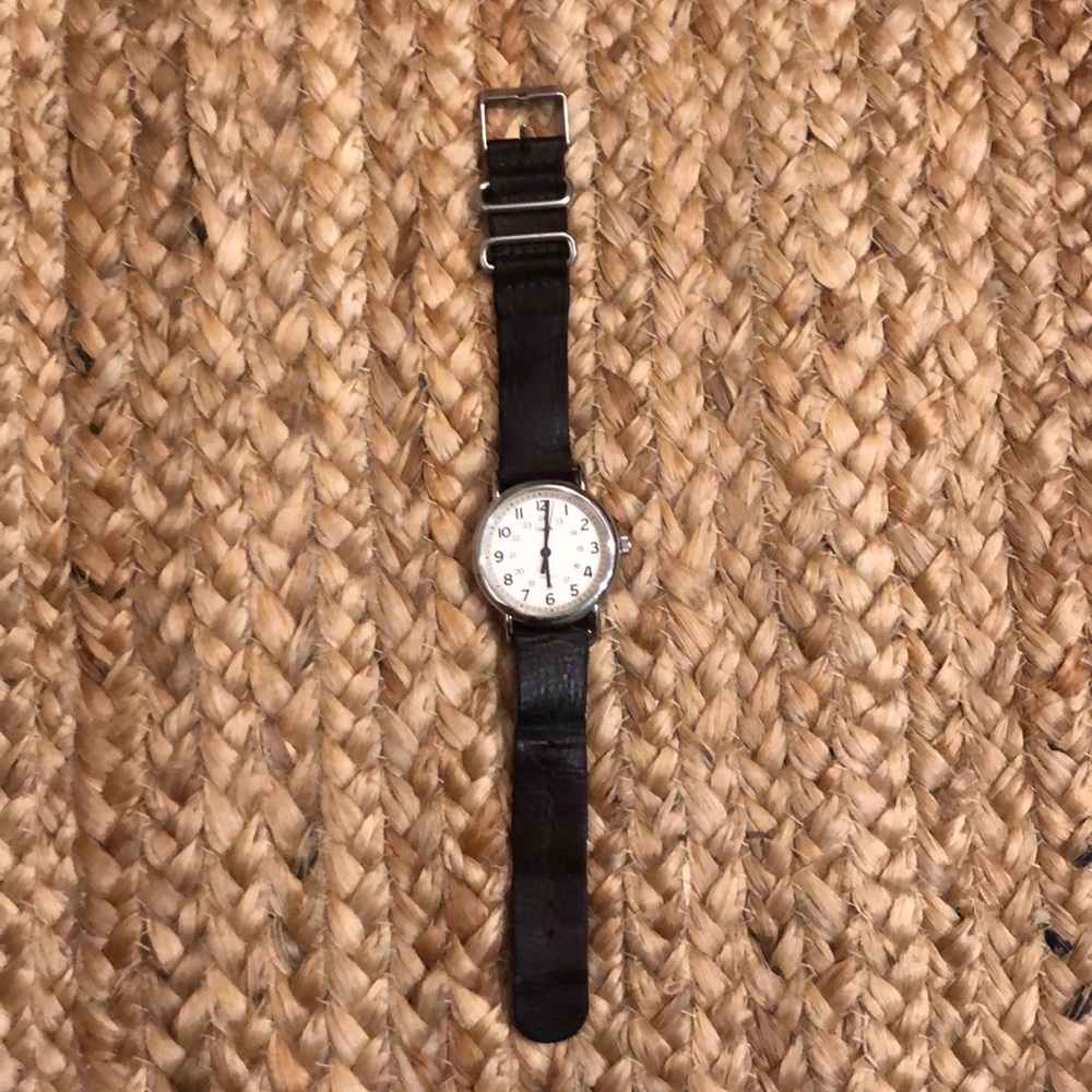 TIMEX dark brown leather watch